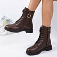 thumbnail image 6 of Willtoo Womens Ankle Boots Buckle Decor Lace Up Side Zipper Booties Low Block Heel Lug Sole Casual Short Boots for Winter Daily Wear, 6 of 6