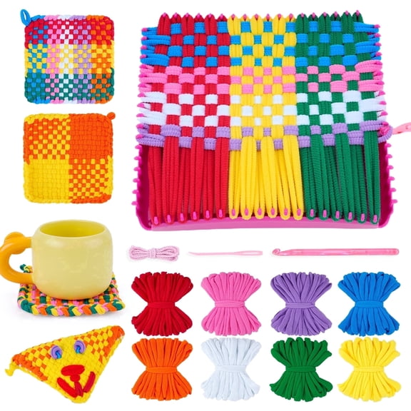 POPGOO Weaving Loom Toy Kit for Girls Ages 6 , 224 Pcs Refill Loops in 8 Colors, DIY Potholder Arts and Crafts Gift for Kids
