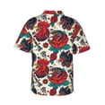thumbnail image 3 of Uemuo Chicken Printed Regular Fit Short Sleeve Casual Hawaiian Shirt for Men,Aloha shirt,Tropical shirt,Floral print shirt,Vacation Beach shirt-X-Large, 3 of 9