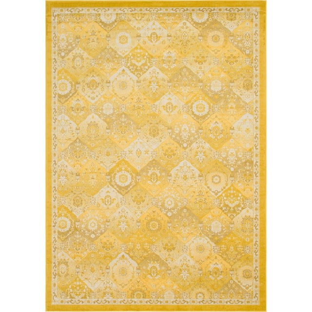 Unique Loom Penrose Saturated Checkered Rug 10' x 14' Rectangle Yellow/Beige