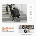 thumbnail image 3 of KFFKFF Stair Navigating Trolley, 36L Collapsible Shopping Cart, Market Cart Trolley Laundry Stair Ascending Handcart with 6 Wheels & Oxford Fabric Bag, Compact Cart for Market Grocery Laundry, Black, 3 of 9