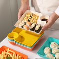 thumbnail image 2 of Dumpling Plate with Dipping Saucer Dish Non-slip Stackable for Snacks Desserts Sushi Tray, 2 of 10