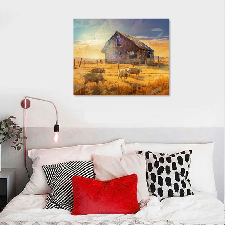 Rustic Farm Scenes Wall Art PIKWEEK Old Barn Canvas Wall Art: