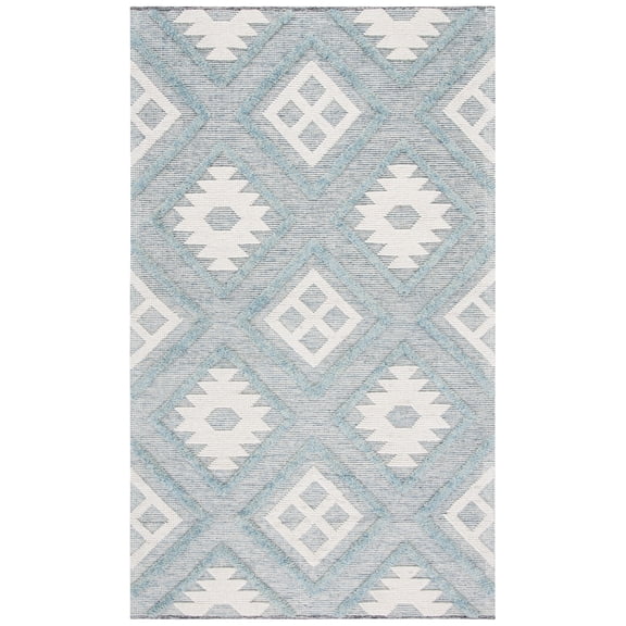 SAFAVIEH Vermont Yorick Geometric Area Rug, Blue/Ivory, 5' x 8'