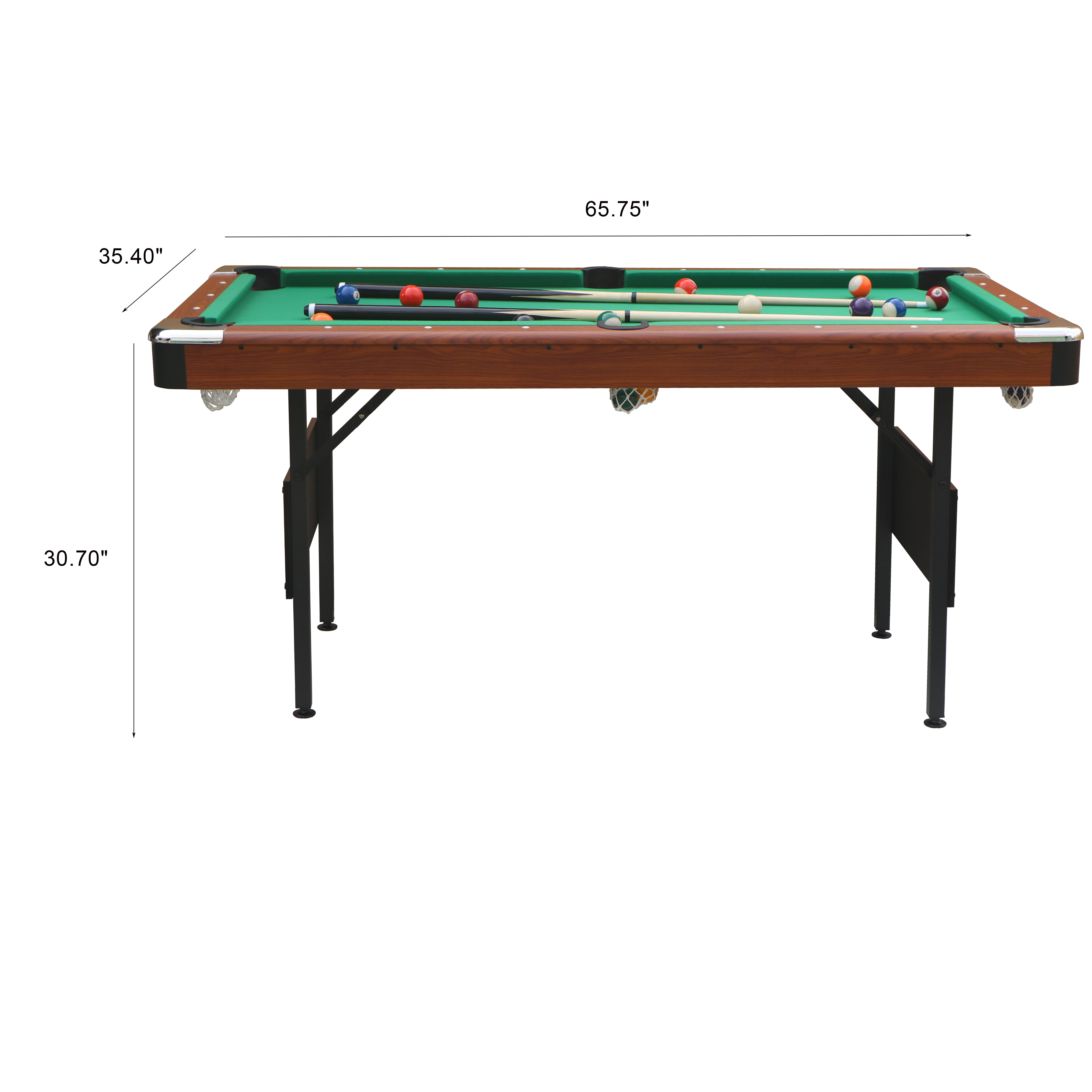 Miniyam 5.5ft Folding Pool Table, Portable Billiards Game Table with Accessories for Families, Brown&Green
