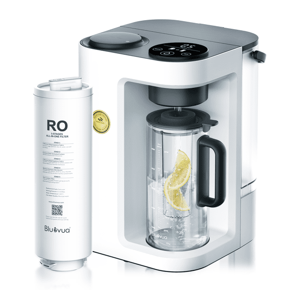 Bluevua ROPOT-Lite (UV) Countertop 7-Stage RO Water Filter System with Remineralization and UV, WQA & NSF Certified, Zero-Installation Portable Reverse Osmosis Water Filtration System (White)