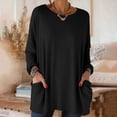 thumbnail image 2 of Women's Solid Color Long Sleeve Round Neck Loose Fit Tops Shirts Blouses Casual Daily Wear Work Office Vacation Fashion Essential Gift for Women | Sopatenor,Black XL, 2 of 9