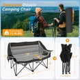 thumbnail image 2 of DKMOCO Double Camping Chair, 660lbs Capacity Folding Camping Loveseat w/2 Cup & Wine Glass Holders, Side Pocket & Carry Bag, for Camping, Lawn, Patio, Gray, 2 of 6