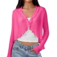 thumbnail image 6 of Trgacdwlo Women's Long Sleeve Summer Chiffon Cardigan Lightweight Casual Open-Front Cropped Shrug Tops for Daily Jeans & Camisole Layering, 6 of 7