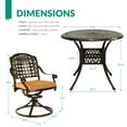 thumbnail image 4 of VIVIJASON 3-Piece Patio Bistro Set, Outdoor All-Weather Cast Aluminum Furniture Dining Set, Include 2 Swivel Chairs and 34.5" Round Table w/Umbrella Hole for Balcony, Lawn, Garden, Antique Bronze, 4 of 7