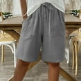 thumbnail image 4 of Sakmal Bermuda Shorts Women Gray Drawstring Elastic Solid High Waisted 9" Shorts with Pockets, 4 of 9
