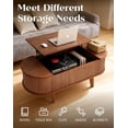 thumbnail image 6 of Fluted Oval Lift Top Coffee Table with Storage, 47" Wood Mid Century Modern Flip Top Coffee Table for Living Room, Walnut, 6 of 18