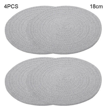 

VeliToy 4 PCS Round Knitting Cup Coaster Heat Resistant Cotton Rope Dining Table Plate Mat Protects Table from Burnt out(Grey 18cm)