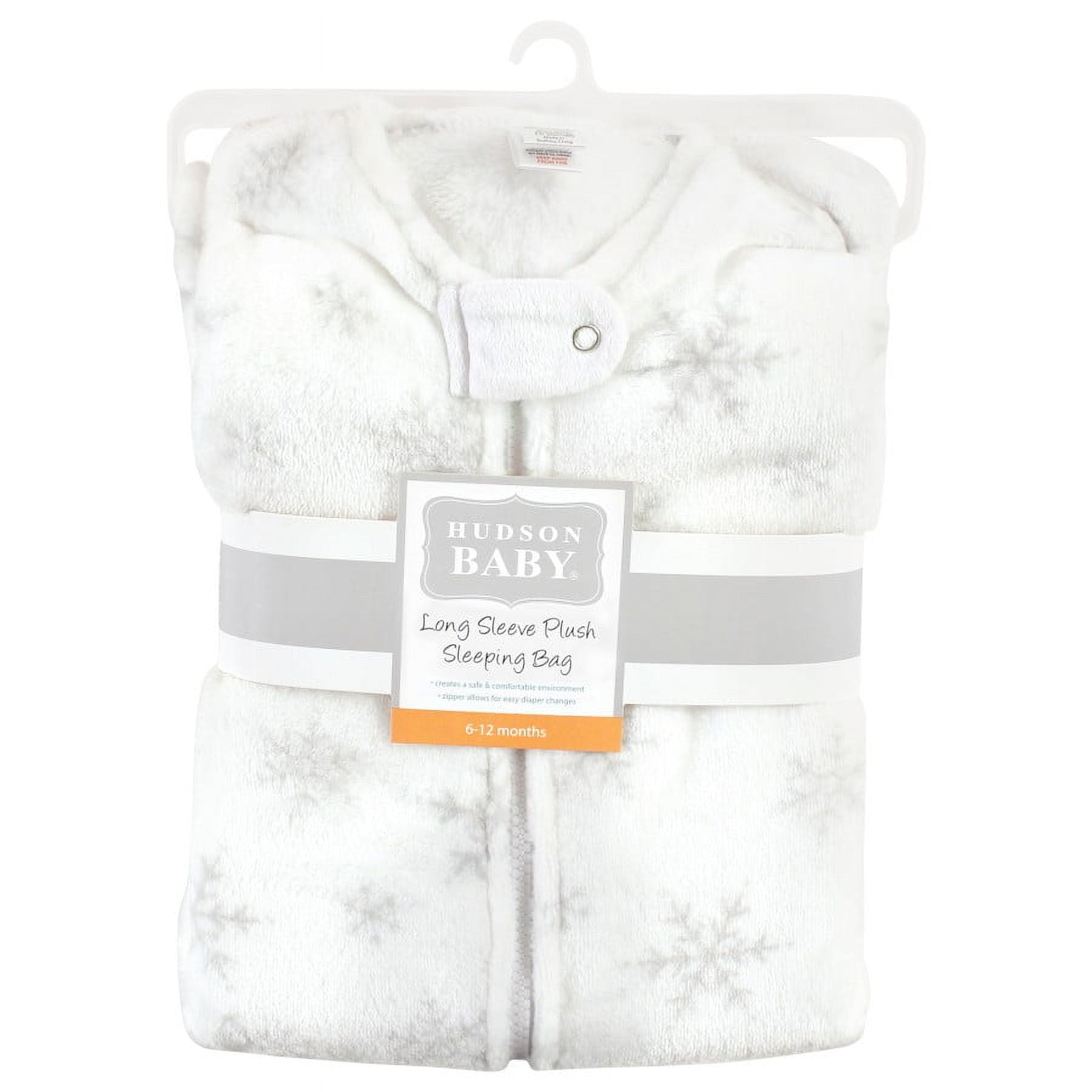 Hudson Baby Infant Girl Plush Sleeping Bag, Sack, Blanket, Long-Sleeve Snowflakes, 12-18 Months