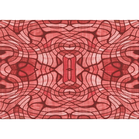 Ahgly Company Machine Washable Indoor Rectangle Transitional Red Area Rugs, 8' x 12'