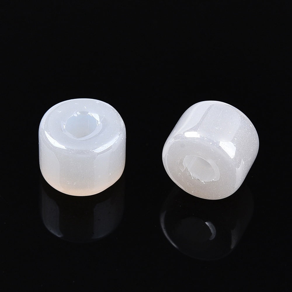 Glass Seed Beads Ceylon Round Hole Cylinder White 4x5.5mm Hole: 1.8mm about 2500pcs/pound