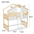 thumbnail image 2 of Twin over Twin House Bunk Bed with Roof,Floor Bunk Bed with Safety Guardrails and Ladder,Bunk Bed Frame with Window,Window Box and Door,Nature+White, 2 of 9