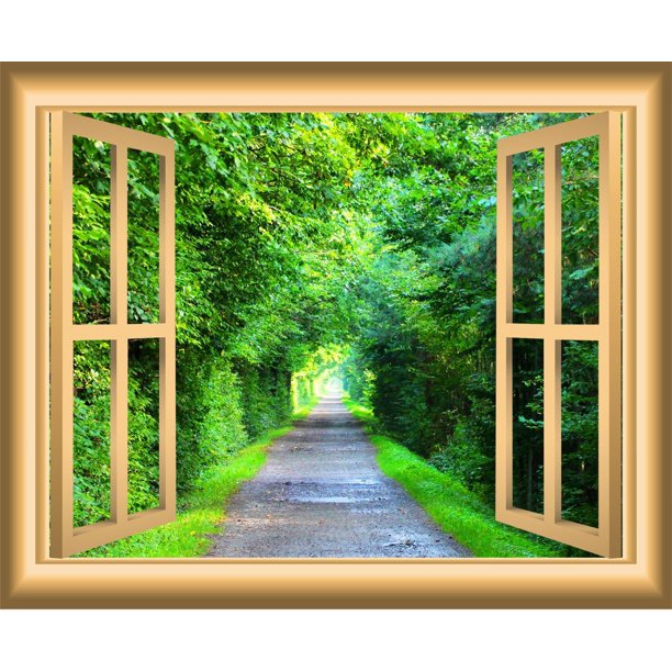 VWAQ 3D Forest Wall Decals Scenic Window Cling Peel and Stick Mural