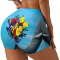 thumbnail image 2 of Kdxio Elephant Trunk Couple Flowers Print Workout Shorts for Women Seamless Soft Smooth Gym Yoga Scrunch Active Shorts, 2 of 9
