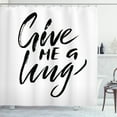 thumbnail image 1 of Hug Shower Curtain, Love Theme Monochromatic Calligraphy of Give Me a Hug Words Written with Brush, Fabric Bathroom Set with Hooks, 69W X 75L Inches Long, Charcoal Grey White, by Ambesonne, 1 of 3