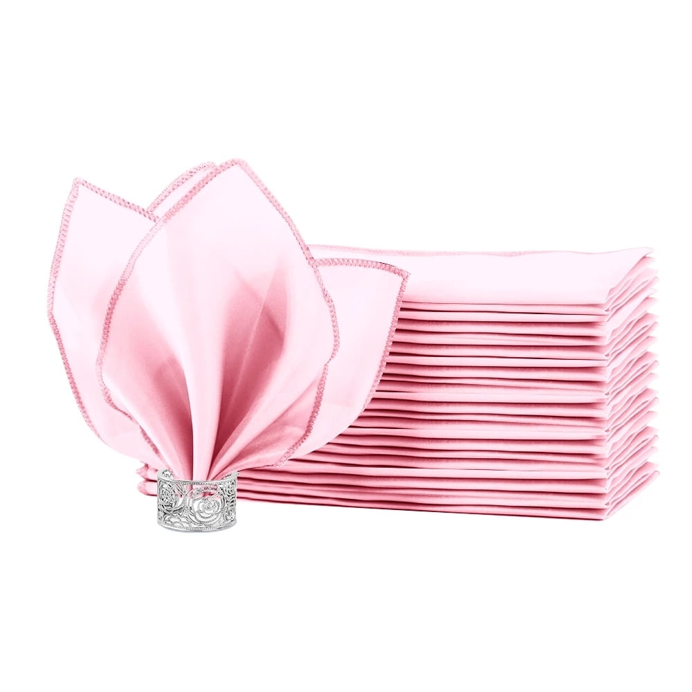 Touiyu 10 Pack Pink Cloth Napkins 12x12 inch Washable Polyester Dinner