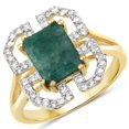 thumbnail image 1 of 2.55 Carat Dyed Emerald and White Topaz .925 Sterling Silver Ring QJ Model, 1 of 3