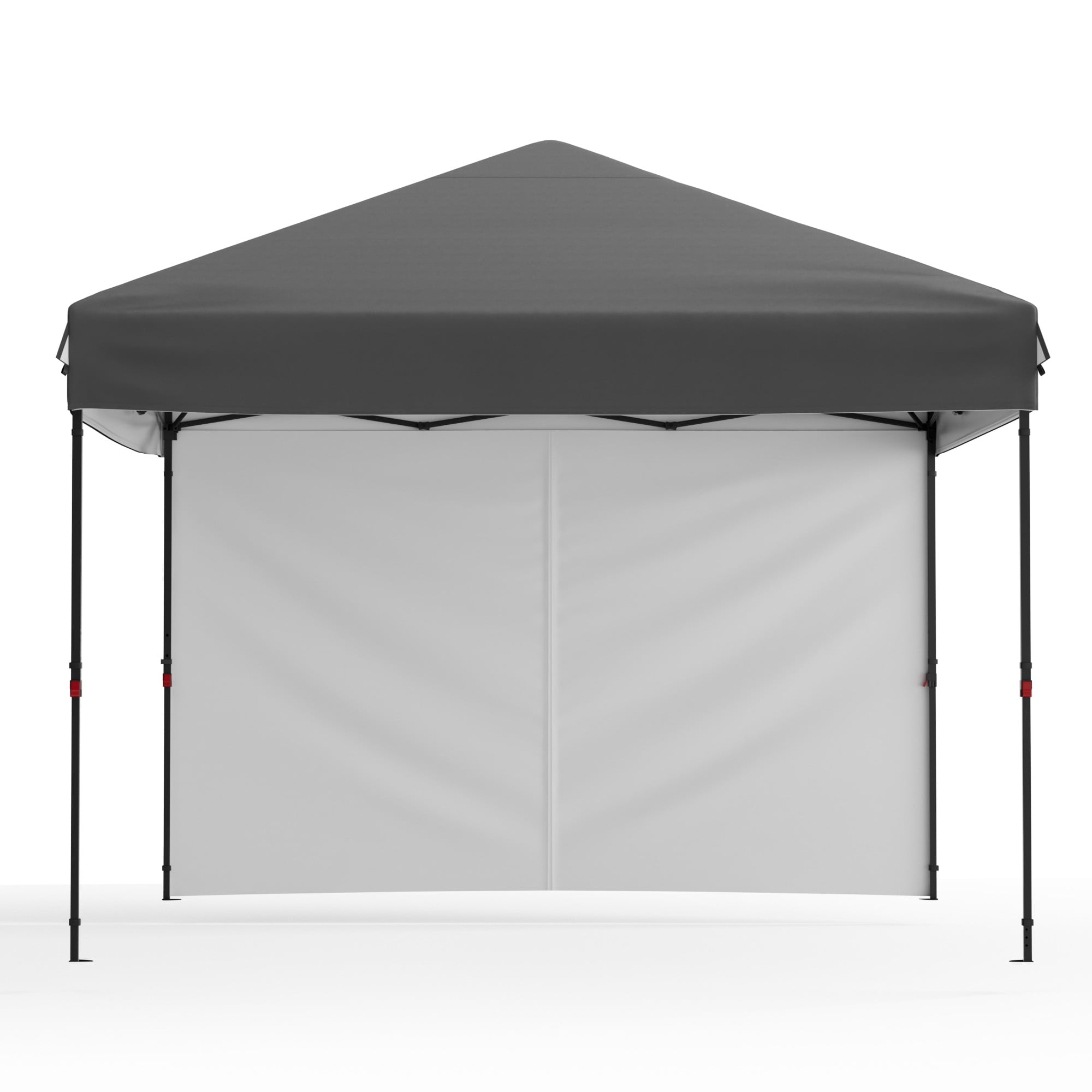 Heavy Duty Pop Up Canopy Tent 10x10 FT – Waterproof & UV Protection – 1 Sidewall – Quick Folding Outdoor Shelter – Easy One-Person Setup – Silver Coated Oxford – Patio, Tailgate, Camping – Grey