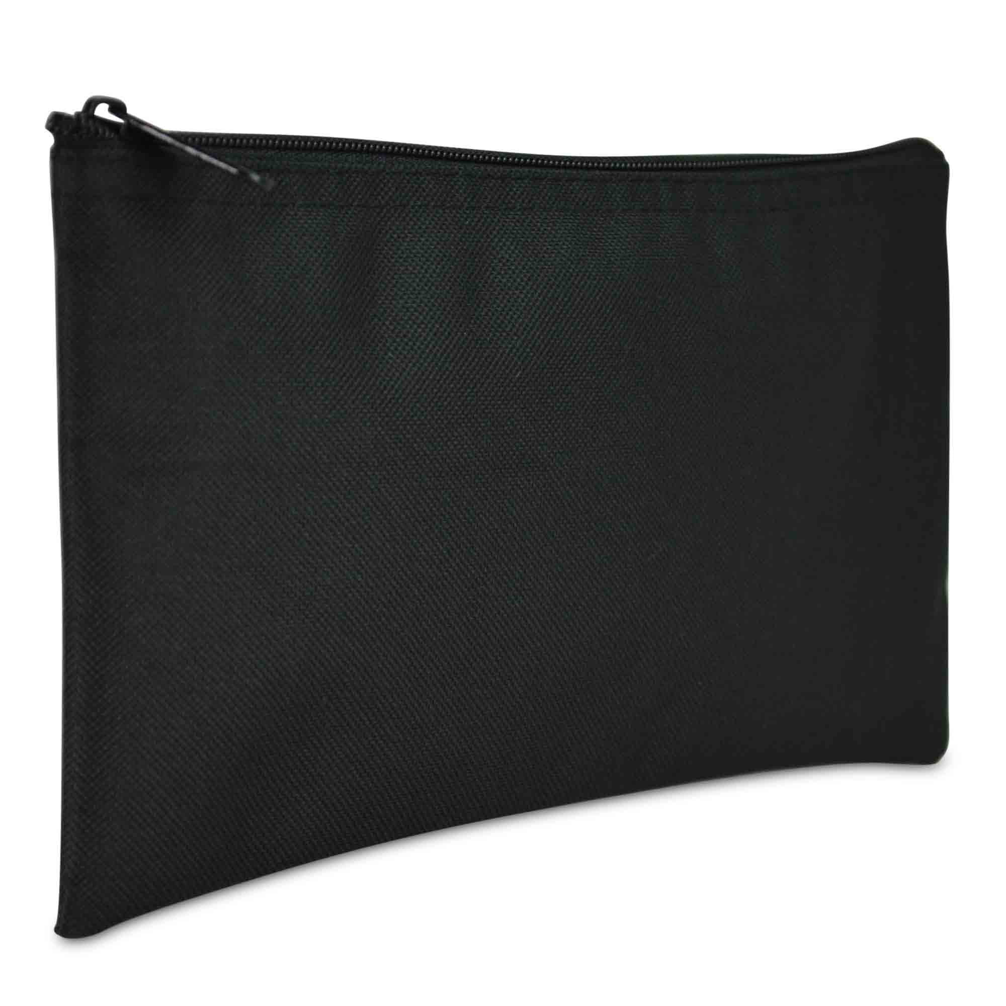 3-Piece Set PM Company Security Bank Deposit/Utility Zipper Coin Bag/Pouch Safe Money Organizer Bag Black-Polyester 11 X 5.5 Inches 