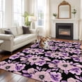 thumbnail image 2 of Purple Floral Area Rugs 5'x7', Washable Small Throw Rugs for Laundry Room Playroom, Abstract Watercolor Flower Leaf Plant Indoor Outdoor Rug Non-Slip Low Pile Carpet Runner Reversible Floor Mats, 2 of 8