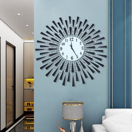 Modern Round 3D Large Wall Clock Wall Mount Art Arab Numerals Living Room Office Decor Battery Powered