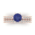 thumbnail image 2 of 1.66 ct Brilliant Round Cut Tanzanite 18K Rose Gold Solitaire with Accents Engagement Bridal Wedding Ring Band Set size 10.75, 2 of 7