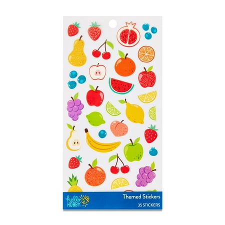 Hello Hobby Multicolor Fruit Themed Stickers, Fruit Icons, 35 Count