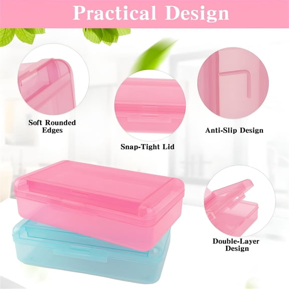 CCOCC Double Layer Transparent Pencil Case Pencil Storage Stationery Box Pink Office Cabinet,Double Layer Large Capacity Plastic Pencil Case Transparent Crayon Case
