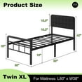 thumbnail image 2 of Lutown-Teen 16 inch Twin XL Bed Frames with Upholstered Headboard and Metal Footboard, Heavy Duty XL Twin Metal Bed Frame, No Box Spring Needed, Easy Assembly, 2 of 7