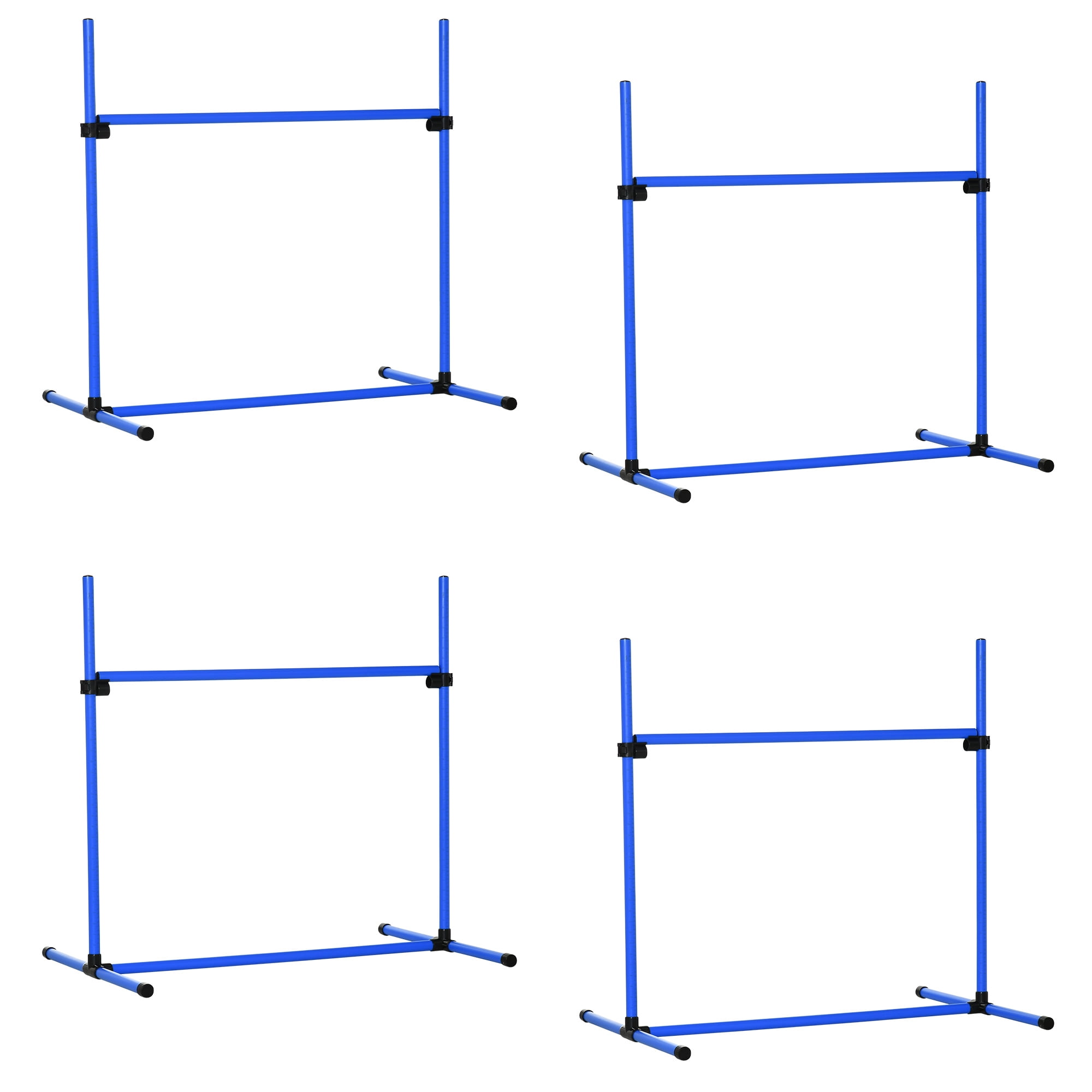 PawHut 4-Piece Dog Agility Training Set with Adjustable Height Jump Bars, Carry Bag, and Top Bar for Agility Course, Blue Color