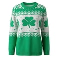 thumbnail image 4 of FASHOFT St Patricks Day Shirt Women Knitted Shamrock Irish Sweaters Crew Neck Long Sleeve Saint Pattys Day Tops Green XL, 4 of 4