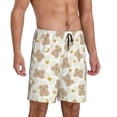 thumbnail image 2 of Kdxio Kawaii Bear Print Mens Sleep Shorts Bottoms Soft Comfy Pajama Wear Pants with Drawstring Pockets, 2 of 7