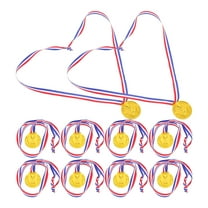 FRCOLOR 10pcs Plastic Gold Medals For Awards Sports Soccer Football Medals For Awards Gymnastics Winner Competition Party Favors Golden