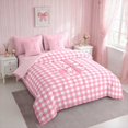 thumbnail image 3 of Erosebridal Mauve Satin Bow Ribbon Twin Bedding for Girls, Romantic Floral Print Bedding Comforter Set, Pink Reversible 7-Piece, 3 of 6
