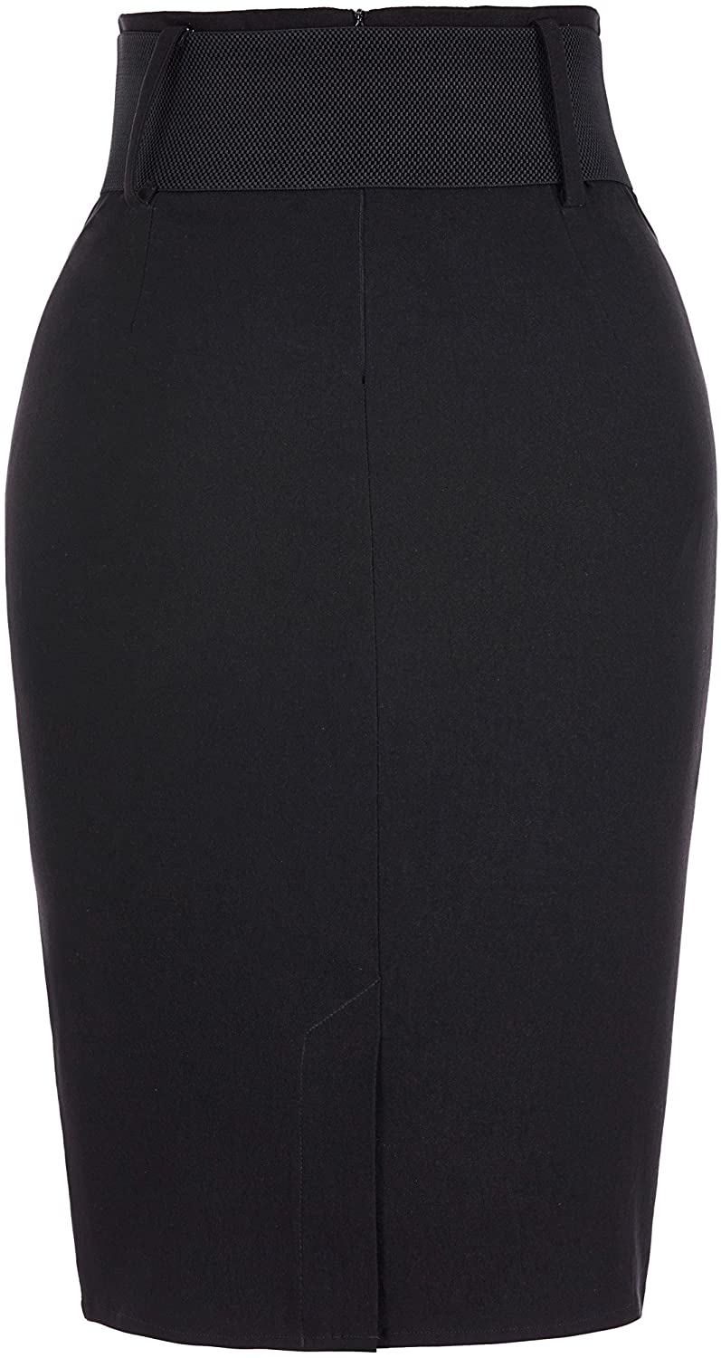 28 Color Womens Stretchy Pencil Skirt Side Pleated Business Skirts with Belt KK271