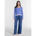 thumbnail image 2 of No Boundaries V-Neck Pullover Sweater with Lace Trim, Women's, Sizes XS-XXXL, 2 of 5