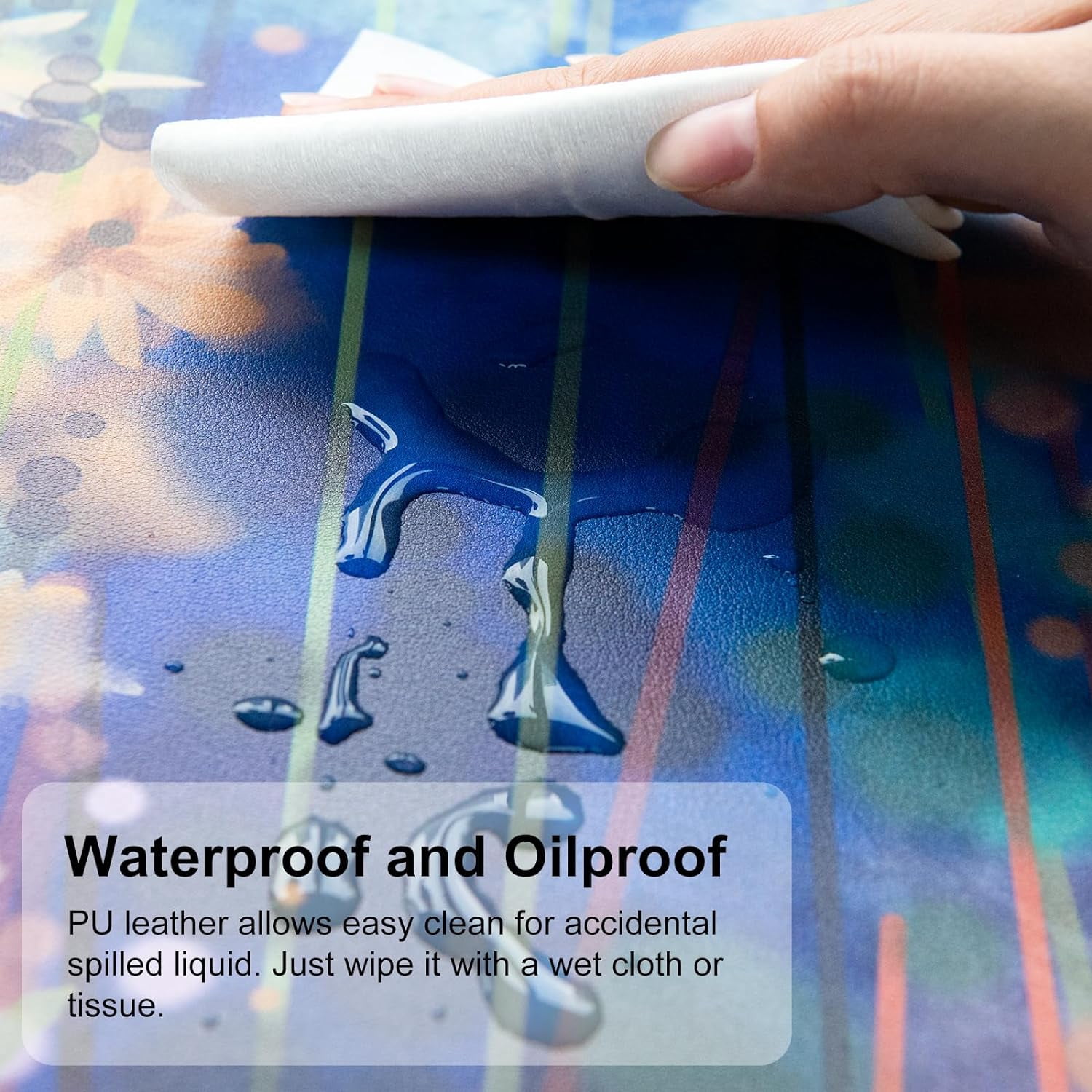 armdgodx Non Slip Water Resistant PU Leather Multifunctional Desk Pad 31.5 x 15.7, Flowers Painting