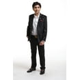thumbnail image 1 of Elie Balleh Black Velvet Plaid Boy's Blazers Sports Coat Jacket, 1 of 1