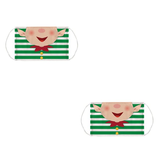 maskred Christmas Themed Dust Mask Breathable Polyester Printing Face Mask with Elastic Ear Rope Type 1 Pattern 2 2Set