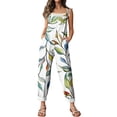 thumbnail image 4 of Linen Jumpsuits for Women Boho Floral Gardening Overalls Loose Fit Plus Size Rompers Bohemian Travel Vacation Baggy Clothes Green S, 4 of 5