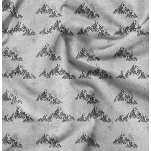 Soimoi Gray Heavy Canvas Fabric Mountain Nature Print Fabric by the Yard 58 Inch Wide