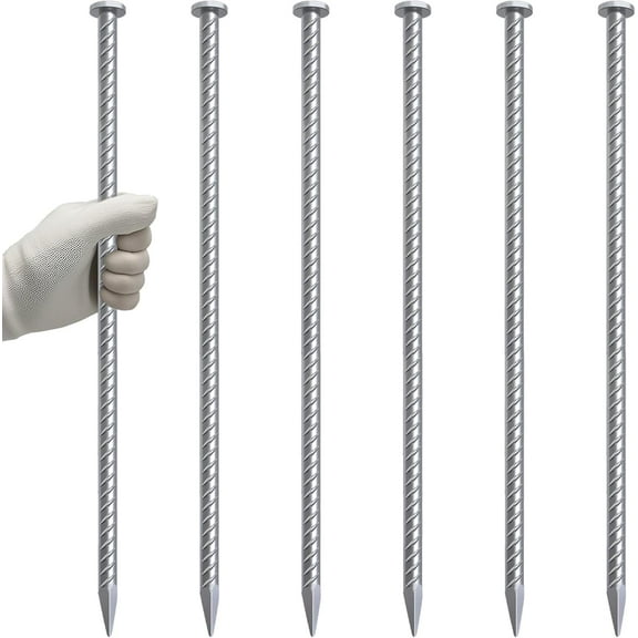 MySit 16 Inch Rebar Stakes 1/2 Inch Diameter Ground Stakes Heavy Duty, Metal Spikes for Asphalt Anchoring Spikes for Speed Bump, Support Estacas de Metal-Ground Anchors Tent Stakes (6 Pack)