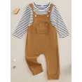 thumbnail image 5 of Kids Toddler Boys 2-piece Outfit, 12 18 24 Months 2T 3T 4T 5T Long Sleeve Striped T-shirt with Suspender Pants Fall Clothing Set, 5 of 9
