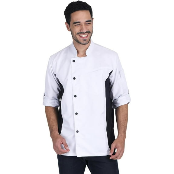 Unisex Asymmetrical White Color Chef Coat Jacket with Side mesh for All kind of Chefs XS Size