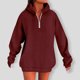 thumbnail image 4 of HongQid Women's Casual Long Sleeve Lapel Zipper Sweatshirt Oversized Loose Pullover Tops, 4 of 6